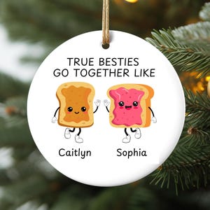 Benutzerdefinierte Bester Freund Erdnussbutter und Jelly Ornament BFF Freundschaft Geschenk Weihnachten Ornament Urlaub Dekor Personalisierte Keramik Ornament Geschenk