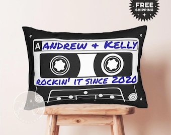 Personalized Mixtape Pillow: 80s 90s Retro Cassette Tape Gift