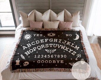 Spirit Board Woven Blanket | Vintage Occult Home Decor