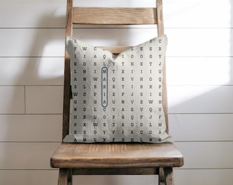 Personalized Word Search Pillow, Custom Name Puzzle, Anniversary Gift