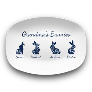 Personalized Easter Bunny Platter: Chinoiserie Grandma&#39;s Garden Spring Decor