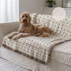Personalized Word Search Blanket Custom Family Name Woven Gift for GiGi Personalized Pet Name Puzzle Teen Dorm Room Word Search Lover Gift