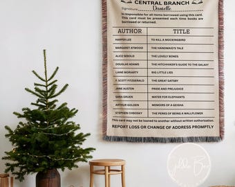 Personalized Library Card Blanket | Bookish Reading Throw