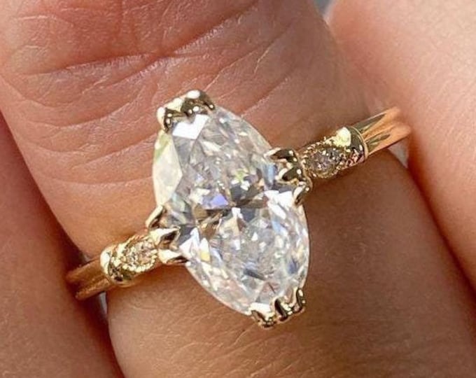 Vintage Oval Moissanite Engagement Ring 14K Solid Yellow Gold Ring Art Deco Wedding Ring Oval Anniversary Gift For Women