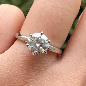 Round Cut Ring Round Moissanite Diamond Engagement Ring Solitaire Ring 14K Gold Ring Wedding Ring Promise Ring Proposal Ring Diamond Ring