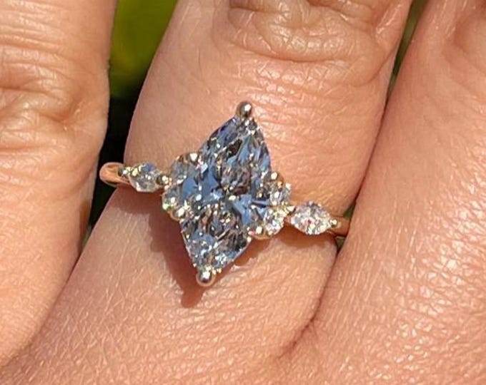 2CT Marquise Cut Moissanite Engagement Ring Marquise Cluster Ring 14K Gold Ring Wedding Ring Unique Ring Promise Ring Anniversary Gift