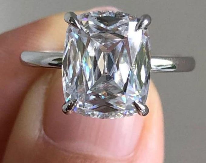 4CT Cushion Cut Moissanite Engagement Ring Solitaire Ring 14k Gold Ring Wedding Ring Anniversary Gift For Women Diamond Ring Cushion Ring