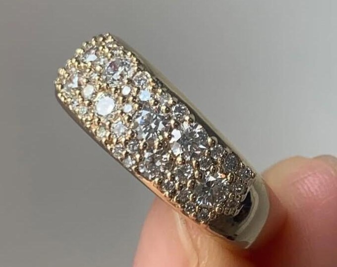 Pave Diamond Wedding Band Eternity Ring Gold Ring Stacking Rings Statement Ring Minimalist Ring Wedding Ring Sterling Silver Mom Gift
