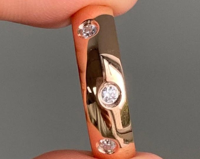 Flash Set Wedding Band Dainty Diamond Ring 14k Solid Gold Diamond Wedding Ring for Women Stacking Ring Anniversary Gift For Women