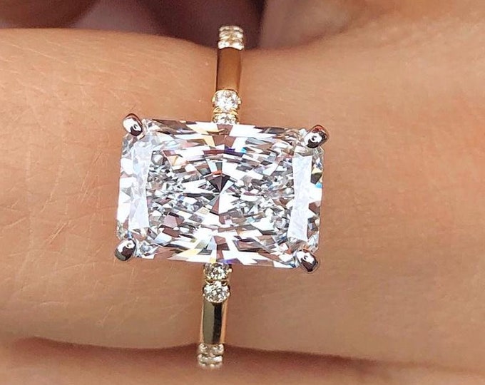 3.5CT Radiant Cut Solitaire Engagement Ring Radiant Cut Moissanite Diamond Ring Radiant Cut Solitaire 14K Gold Ring Anniversary Gift