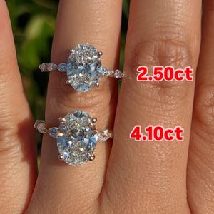 3 CT Oval Cut Moissanite Diamond Ring Oval Hidden Halo Engagement Ring 14K Gold Wedding Ring For Women Solitaire Ring Anniversary Gift