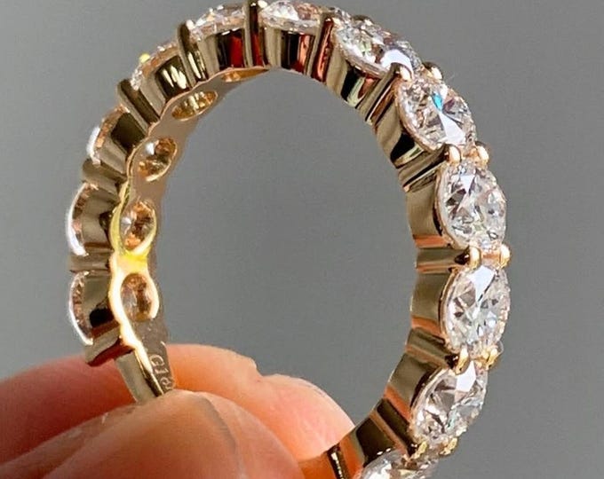 3.50CT Round Moissanite Diamond Solitaire Band 4MM Round Half Eternity Wedding Band 14k Gold Round Moissanite Band Anniversary Ring