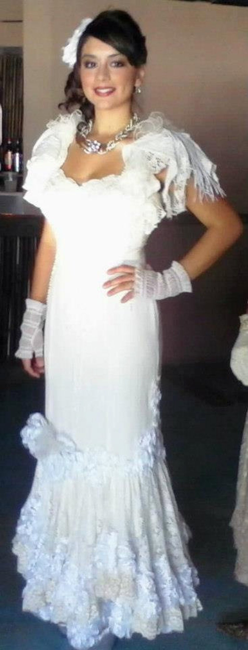 Flamenco Inspired Bridal Wedding Dress in Whites and Ivory | Etsy