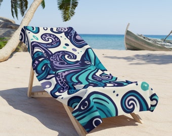 Octopus Print Beach Towel