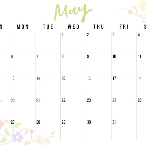 May 2024 Calendar (Digital Download)