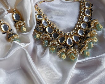 Sabyasachi Inspired Designer kundan Set, Multicolor Kundan Choker, Kundan Bridal Choker Set.