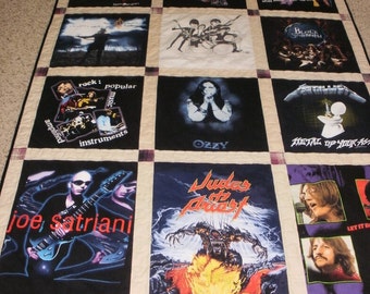 Rock Band t-shirt quilt custom made for Sveltana