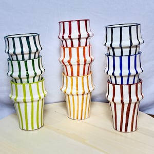 Moroccan cups Striped Moroccan Ceramic Cup Handmade Pottery Glass moroccan tea cup