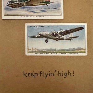 Cartes de voeux « vintage Card » faites main (avions + trains)