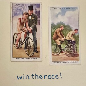 Cartes de voeux faites main « vintage Cigarette Card » (vélo)