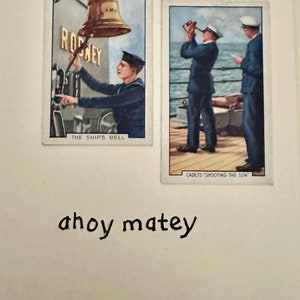 Cartões comemorativos "Vintage Cigarette Card" feitos à mão (cenas da Marinha)