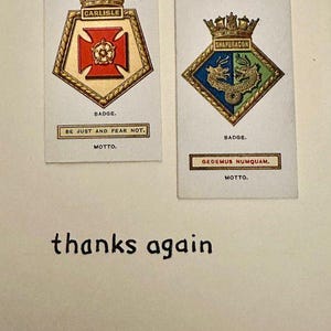 Cartões comemorativos "Vintage Card" feitos à mão (insígnias de navio)