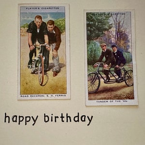 Cartes de voeux faites main « vintage Cigarette Card » (vélo)