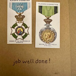 Cartões de felicitações artesanais "Vintage Cigarette Card" (medalhas)