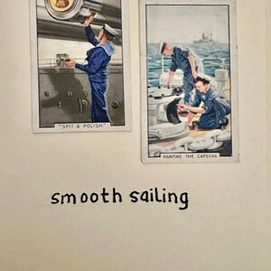 Cartões comemorativos "Vintage Cigarette Card" feitos à mão (cenas da Marinha)