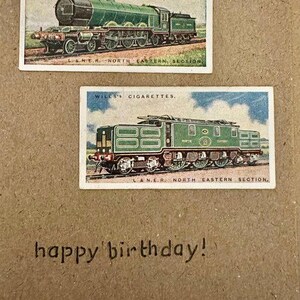 Cartes de voeux « vintage Card » faites main (avions + trains)