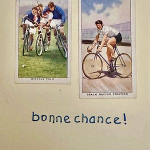 Cartes de voeux faites main « vintage Cigarette Card » (vélo)