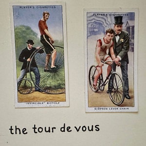 Cartes de voeux faites main « vintage Cigarette Card » (vélo)