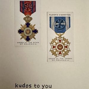 Cartões comemorativos "Vintage Card" feitos à mão (medalhas + insígnias militares)