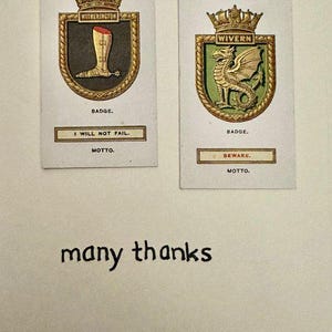 Cartões comemorativos "Vintage Card" feitos à mão (insígnias de navio)