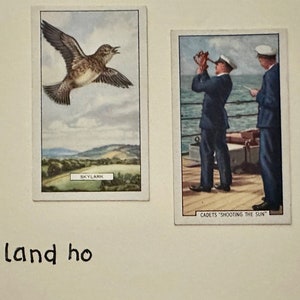 Cartões comemorativos "Vintage Cigarette Card" feitos à mão (cenas da Marinha)