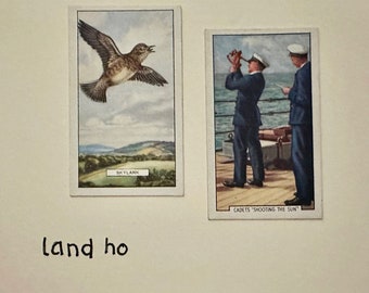 Handmade "Vintage Cigarette Card" Greeting Cards (Navy Scenes)