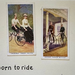 Cartes de voeux faites main « vintage Cigarette Card » (vélo)