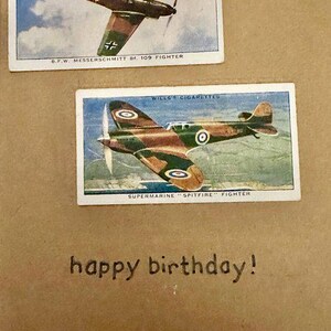 Cartes de voeux « vintage Card » faites main (avions + trains)