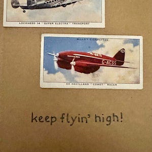 Cartes de voeux « vintage Card » faites main (avions + trains)
