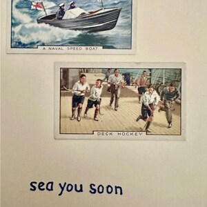 Cartões comemorativos "Vintage Cigarette Card" feitos à mão (cenas da Marinha)