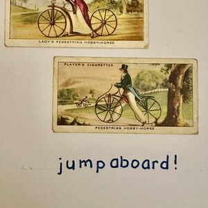 Cartes de voeux faites main « vintage Cigarette Card » (scène de vélo)