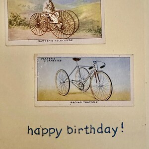 Cartes de voeux faites main « vintage Cigarette Card » (vélo)