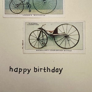 Cartes de voeux faites main « vintage Cigarette Card » (vélo)
