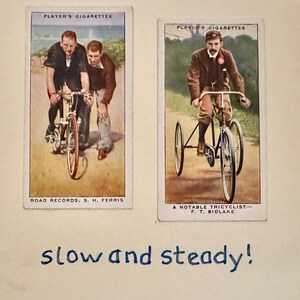Cartes de voeux faites main « vintage Cigarette Card » (vélo)