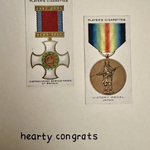 Cartões comemorativos "Vintage Card" feitos à mão (medalhas + insígnias militares)