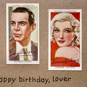 Cartões comemorativos "Vintage Cigarette Card" feitos à mão (celebridades)