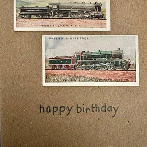 Cartes de voeux « vintage Card » faites main (avions + trains)