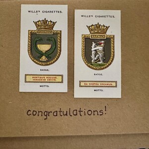 Cartões de felicitações artesanais "Vintage Cigarette Card" (Brasão de armas)