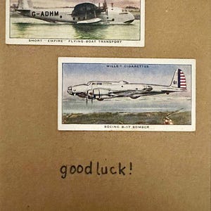 Cartes de voeux « vintage Card » faites main (avions + trains)