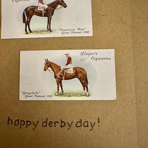 Cartões de felicitações artesanais "Vintage Cigarette Card" (Corrida de cavalos)